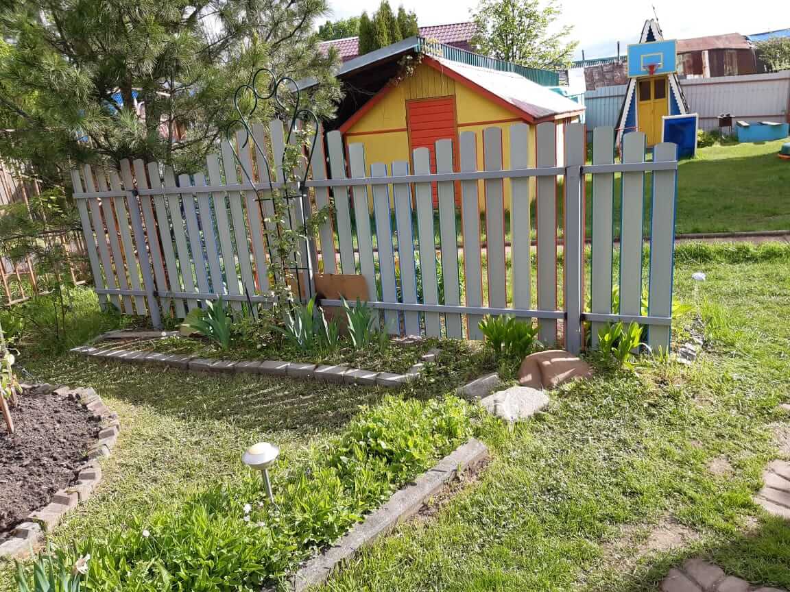забор из разноцветного штакетника односторонний фото3 в Кызыле