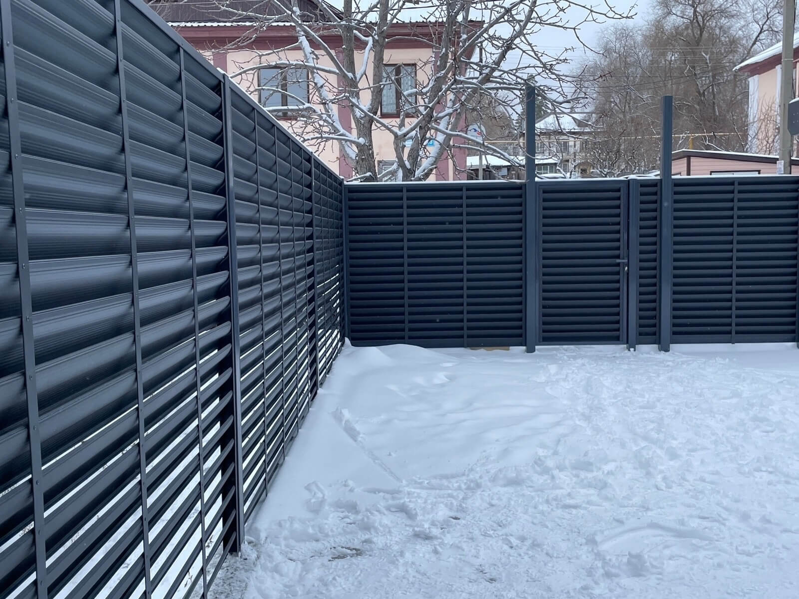 Забор-жалюзи 53м RAL7024/7024 Серый Графит двусторонний МАТТЕ фото 3 в Кызыле