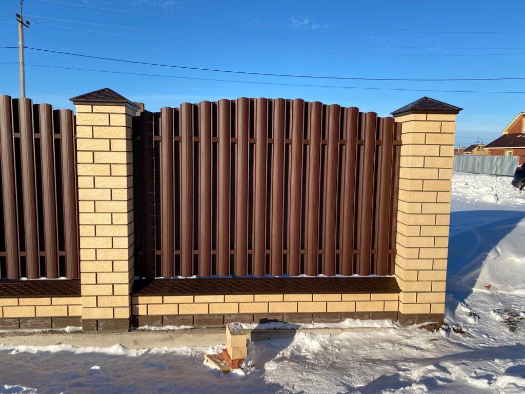 Забор из евроштакетника 57м RAL8017/8017 Шоколад двухсторонний МАТТЕ в Кызыле