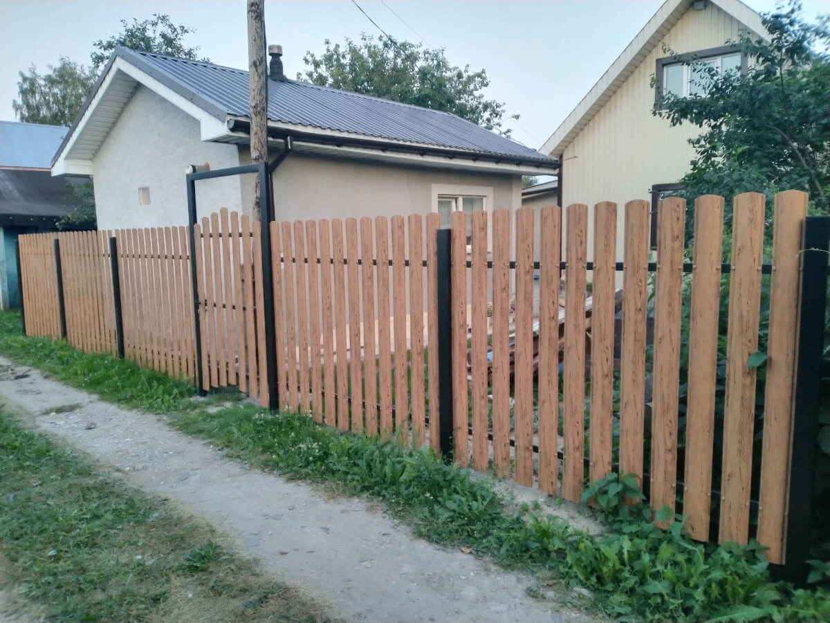 Забор из евроштакетника 14м Кипарис 2xPrintech двусторонний в Кызыле